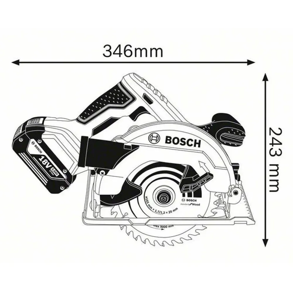 Bosch GKS 18V-57 Professional Solo аккумуляторная дисковая пила (без АКБ и ЗУ), 06016A2200