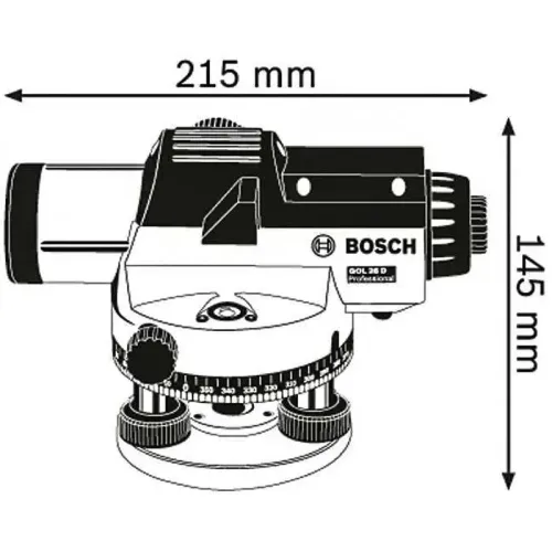 Bosch GOL 26 D Professional нивелир оптический со штативом BT 160 и рейкой GR 500, 0601068002