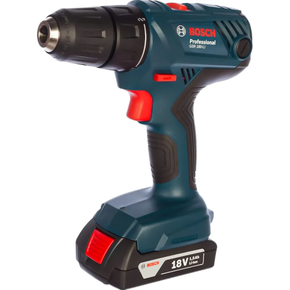 Bosch GSR 180-Li Professional аккумуляторная дрель-шуруповерт (2 x 1.5 Ач, ЗУ), 06019F8109